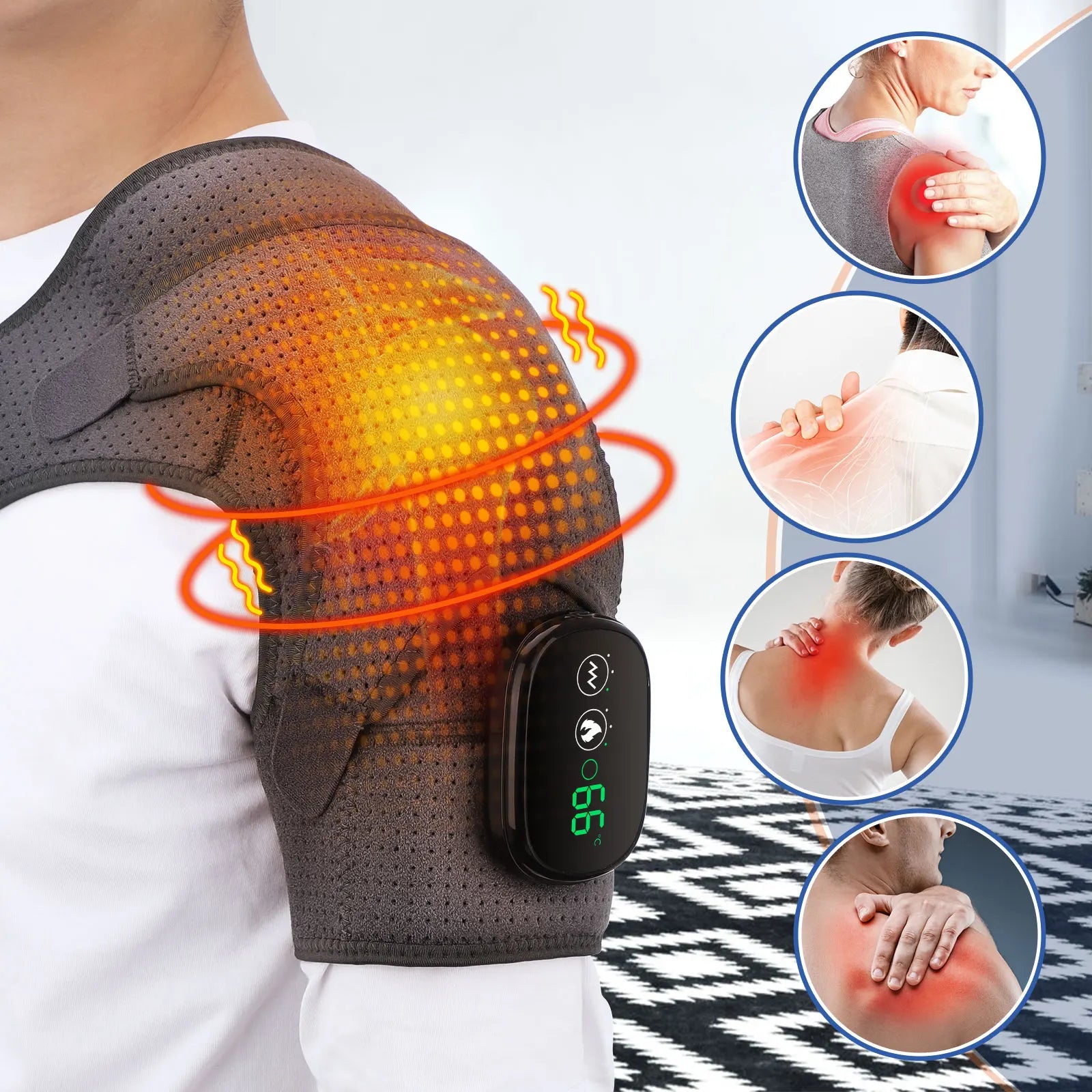 shoulder heating pad with vibration massager CHEROO Shoulder Heating Pad with Vibration Massager - Auto Shut Off Heated  Brace for Rotator Cuff Joint Tendon Injury & Arthritis Pain Relief main image 1