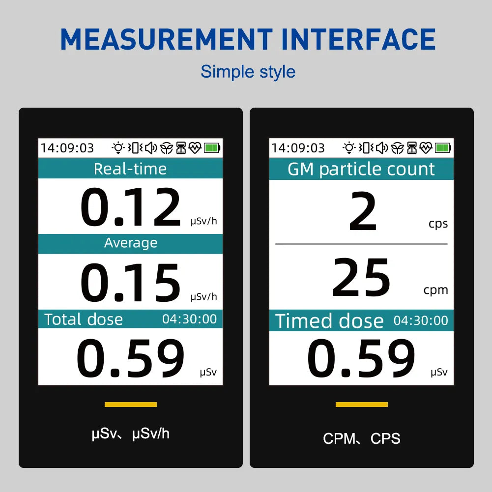 The nuclear radiation detector features a large screen that can show accurate measured data.
