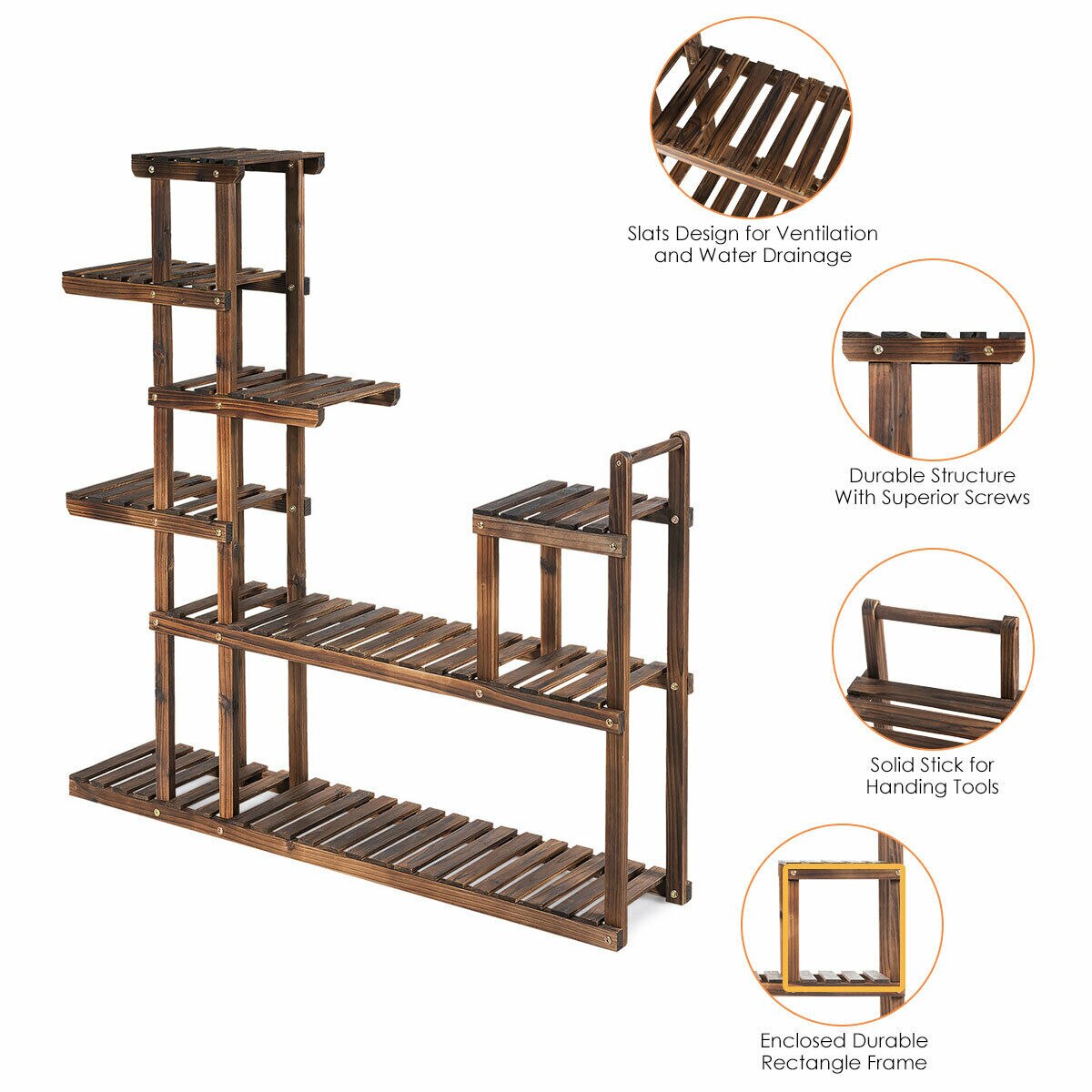 indoor plant stand with drainage Multi-Tier Plant Wood Stand