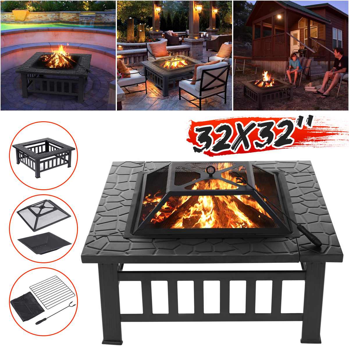 Large Iron Fire Pit (32 Inches) - iSmart Home Gadgets Limited