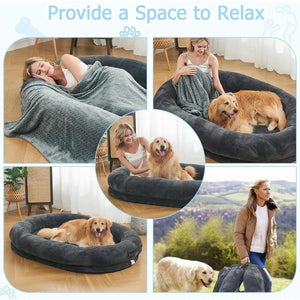 human bed with dog bed | human bed with dog bed underneath | giant dog bed for humans | oversized dog bed | xxl dog beds amazon | xxl dog bed memory foam | dog beds in store near me