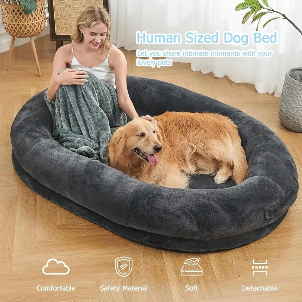 human bed with dog bed | human bed with dog bed underneath | giant dog bed for humans | oversized dog bed | xxl dog beds amazon | xxl dog bed memory foam | dog beds in store near me