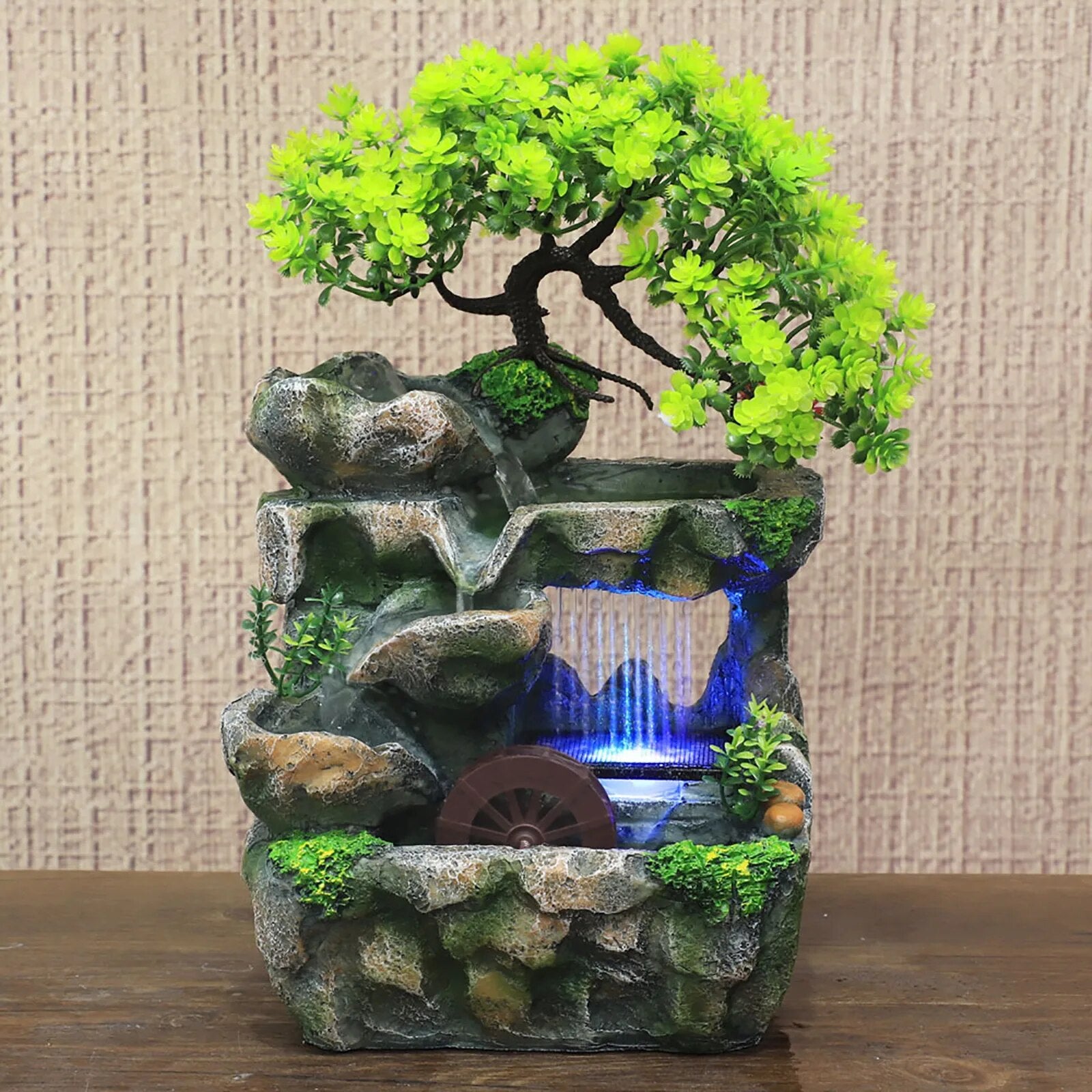 indoor water fountain plants Indoor Fountain Waterfall Decor