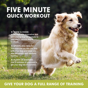 The Smart Dog Exercise Toy provides a five minute quick workout, allowing your dog to engage in endless hours of chasing and receive a full range of training.