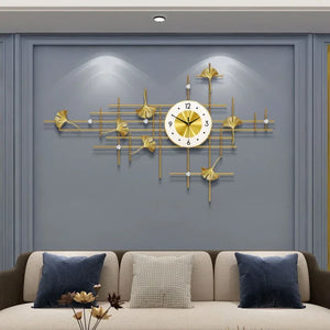 metal leaf wall clock | leaf wall clock | toronto maple leaf wall clock | maple leaf wall clock | gold leaf wall clock