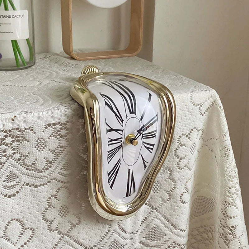 A Salvador Dali-inspired clock with a unique and artistic flair, adding a funny twist to any table.