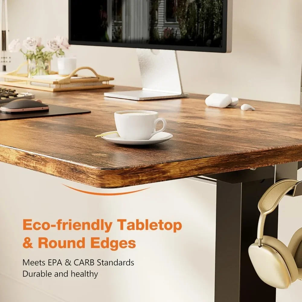 Invest in your health and productivity with our Versatile Rustic Brown Electric Workstation, adjustable to your preferred height for ultimate comfort throughout the day.