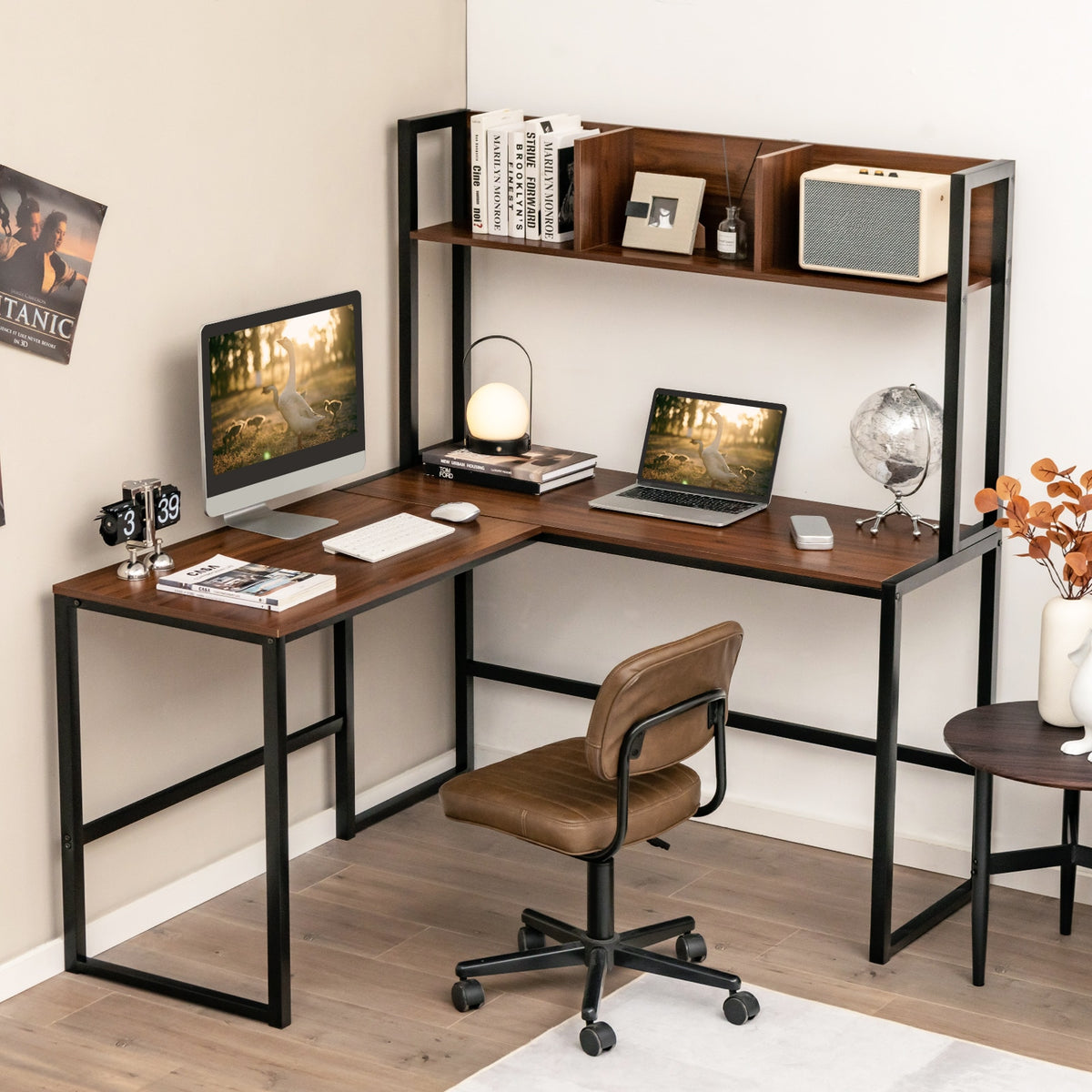 L-Shaped Computer Desk with Hutch - iSmart Home Gadgets Limited