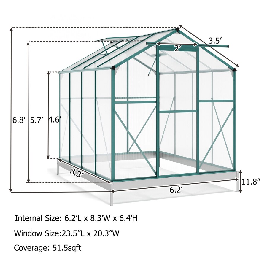 Greenhouse Polycarbonate Cover (2 Windows & Base) - iSmart Home Gadgets Limited