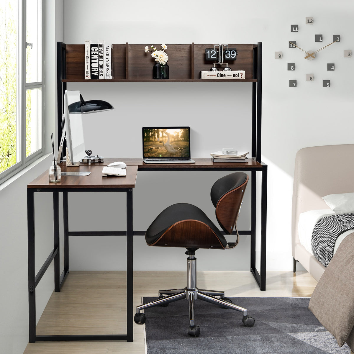 L-Shaped Computer Desk with Hutch - iSmart Home Gadgets Limited