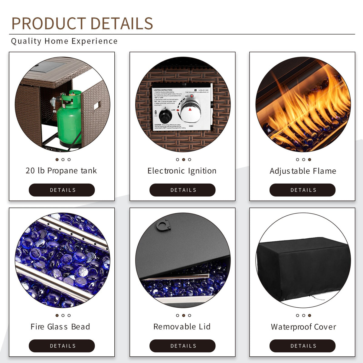 Premium 44" Propane Fire Pit Table - iSmart Home Gadgets Limited