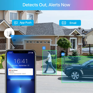 A smartphone with upgraded AI detection, now featuring outdoor security surveillance system.