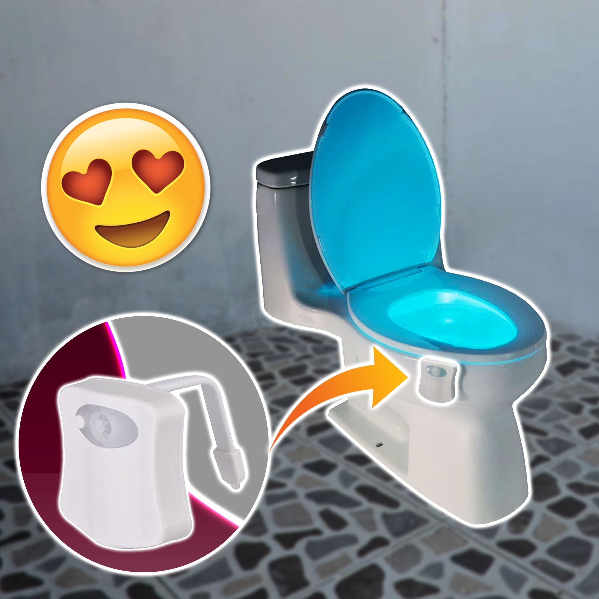 LED Toilet Seat Night Bowl Light Motion Sensor Colors Change Child Bathroom