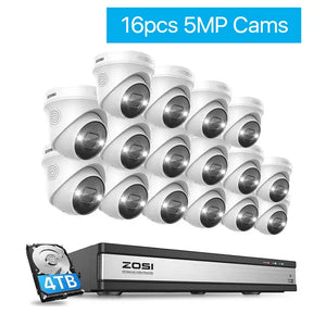 A video surveillance system with 16 CCTV cameras and a 4TB hard disk for outdoor security.