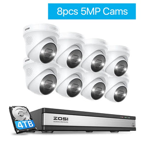 A video surveillance system with 8 CCTV cameras and a DVR for outdoor security.