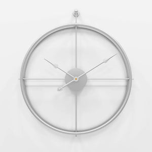 Minimalist Ring Wall Clock with a silver frame on a white background, embodying simplicity and minimalism.