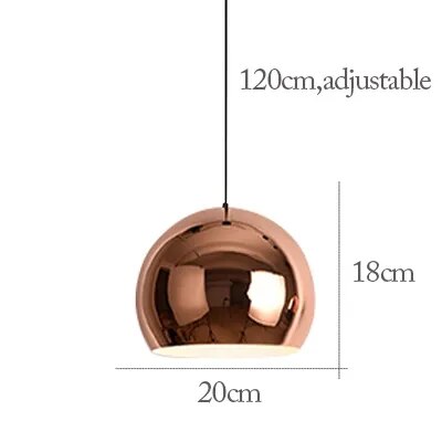Explore the Nordic Rose Gold Pendant Light, a chic piece with a copper dome design. It measures 18cm high with a 20cm diameter and comes with an adjustable 120cm cord for flexible installation.