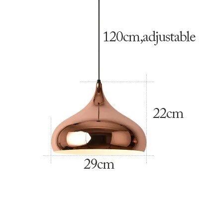 Enhance your space with the Nordic Rose Gold Pendant Light, featuring a copper finish. Measuring 22cm in height and 29cm in width, it includes an adjustable cord extending up to 120cm, offering a modern design touch to any room.
