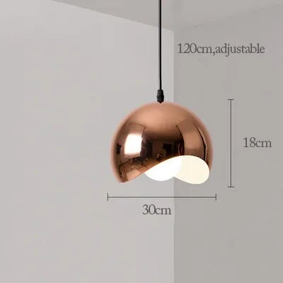 Enhance your decor with the Nordic Rose Gold Pendant Light, featuring a sleek 30cm diameter and 18cm height. Its sophisticated copper finish and adjustable 120cm cord guarantee ideal placement in any modern setting.